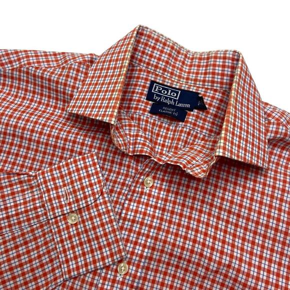 Polo Ralph Lauren Regent Shirt Men's 15.5 Orange Plaid Classic Fit Button Down - Picture 1 of 12